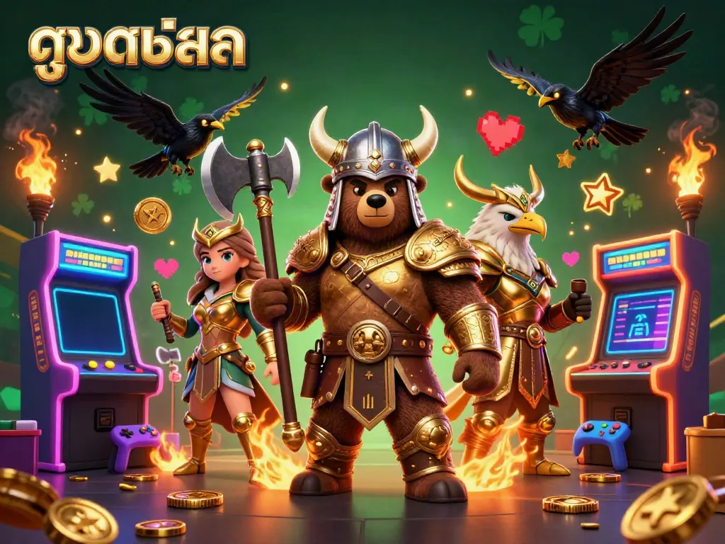 Experience the thrill of ดูบอลสด with engaging characters and vibrant gaming elements in this dynamic illustration.