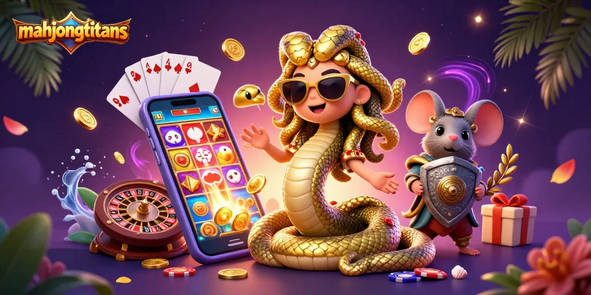 Join the fun with mahjongtitans, featuring games, golden coins, and epic characters on a vibrant casino backdrop.