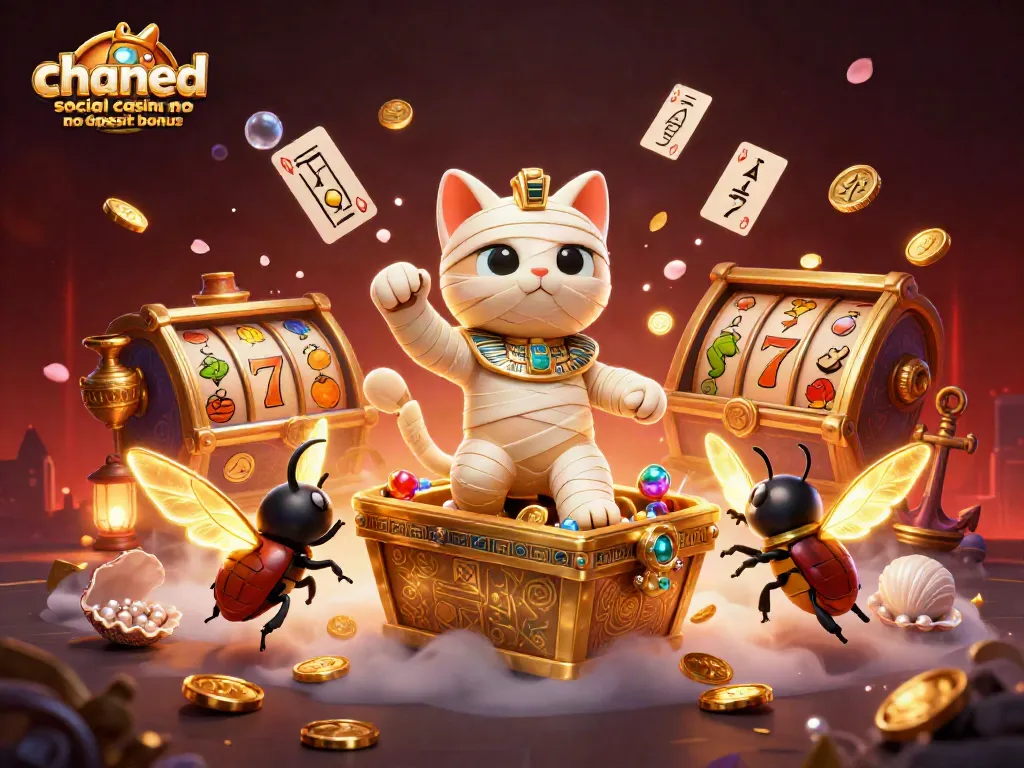 Experience the excitement of the chanced social casino no deposit bonus with captivating characters and vibrant elements.