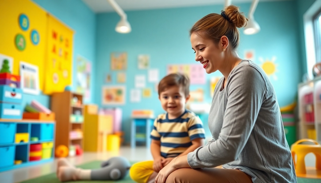 Child receiving supportive ABA therapy in Novi from an attentive therapist in a vibrant setting.