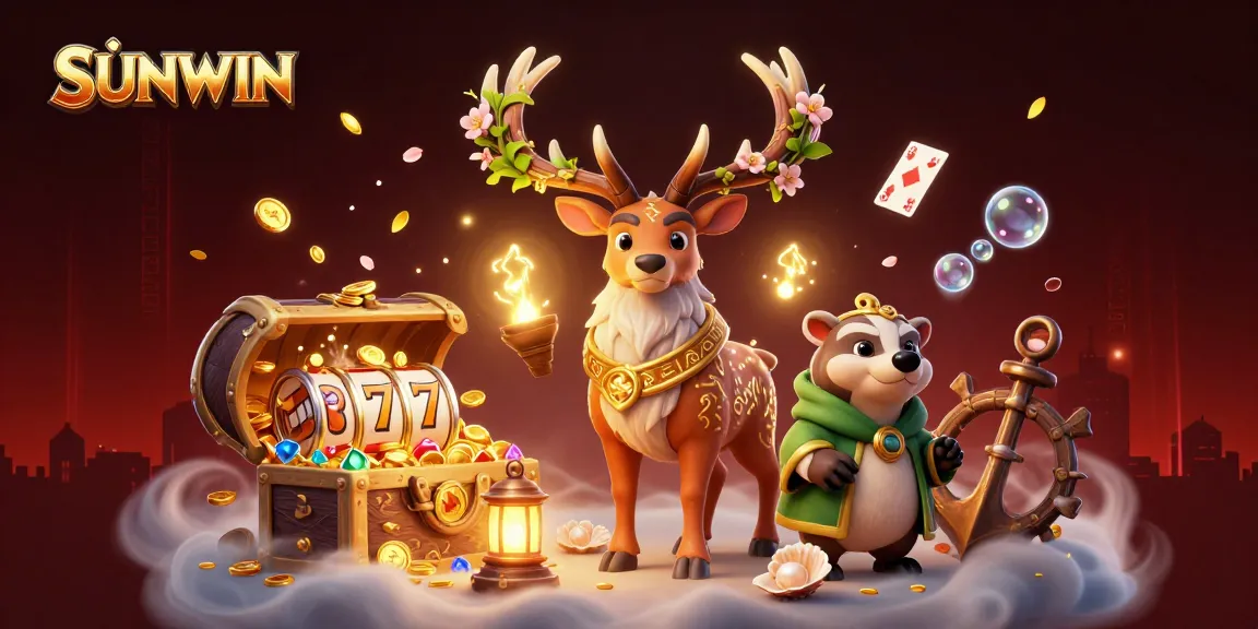 SUNWIN offers thrilling slots and jackpots featuring vibrant characters and dynamic game elements in a captivating 3D scene.