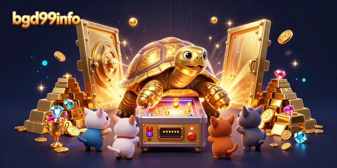 BGD99info showcases an exciting digital casino scene with a tortoise pinball machine and treasure elements.