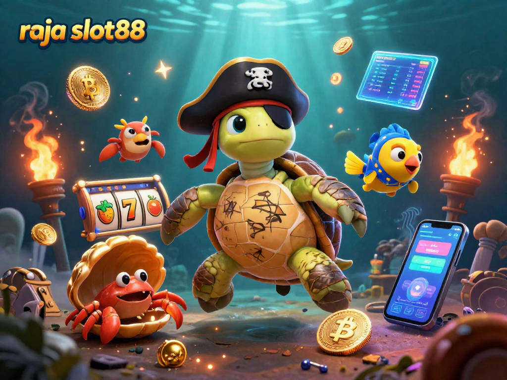Experience thrilling gameplay with raja slot88 in a vibrant underwater scene featuring whimsical casino elements.