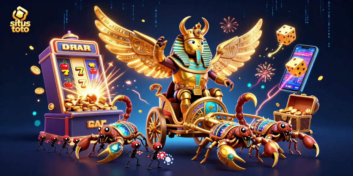 Experience the excitement of situs toto with a dynamic scene of gaming elements and vibrant characters.