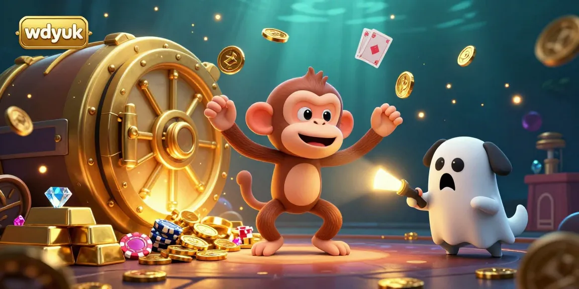Engage with wdyuk's vibrant casino adventure as a mischievous monkey juggles treasures in a haunted setting.