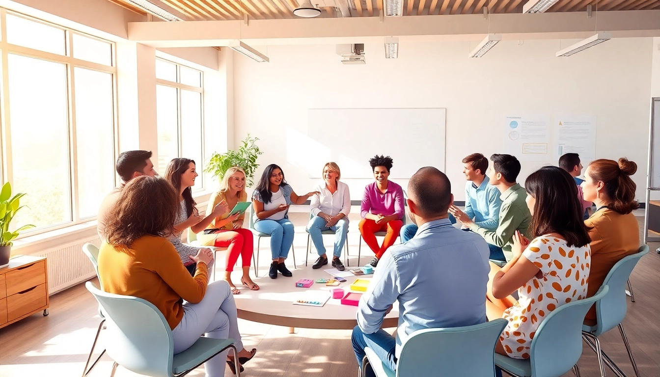 Icebreaker facilitation activity with diverse participants in a welcoming classroom