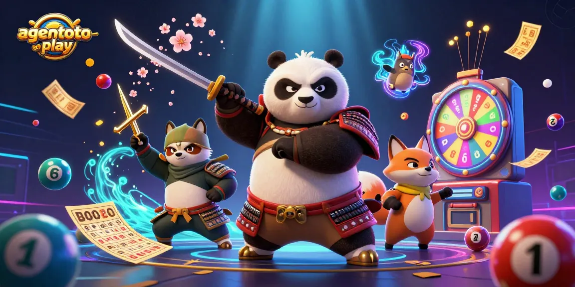 Menangkan hadiah di agentoto-play dengan samurai panda dan ninja beraksi di lotere yang penuh warna.