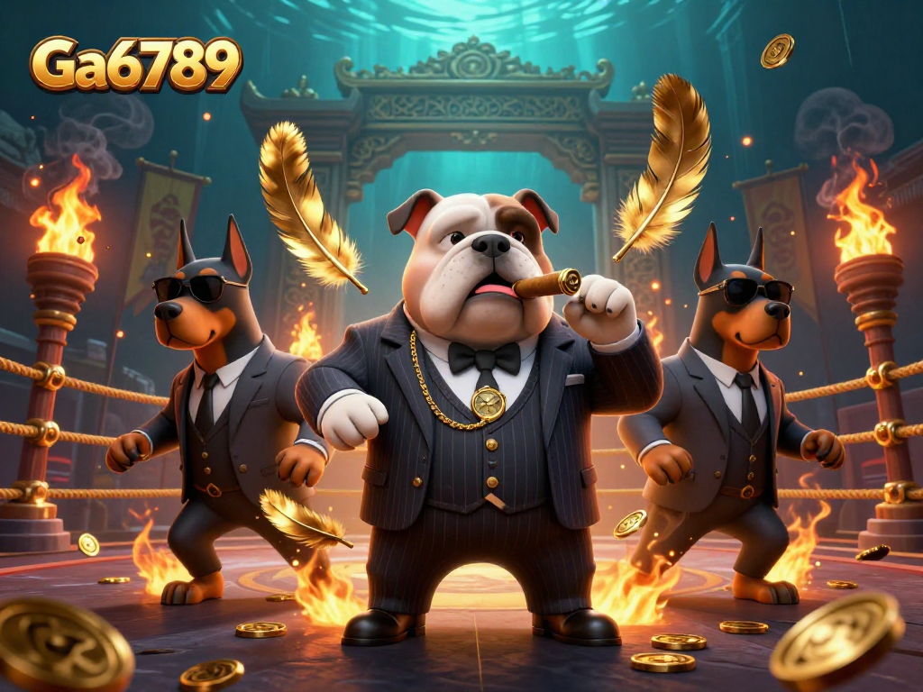 Experience the thrilling Ga6789 casino atmosphere with a cartoon mafia boss and exquisite game elements.