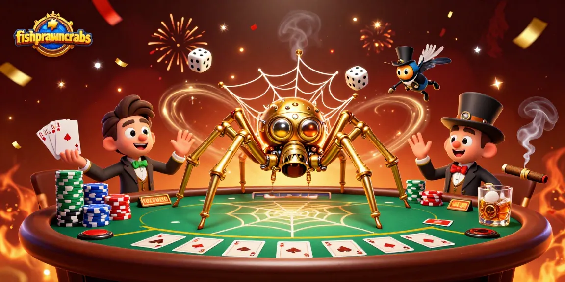 Experience thrilling fishprawncrabs gameplay with a lively steampunk atmosphere and vibrant casino elements.