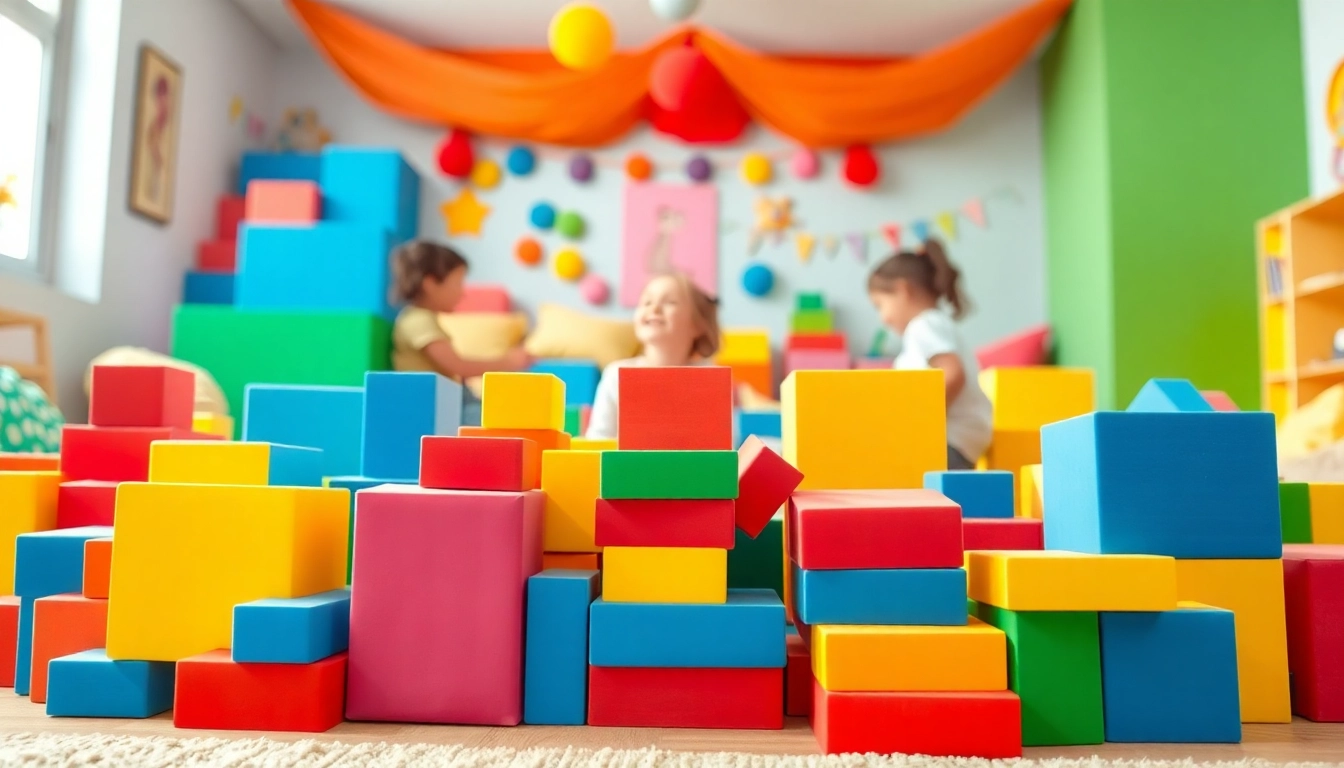 Engaging kids playing with giant foam building blocks for more details about indoor adventurous fun.