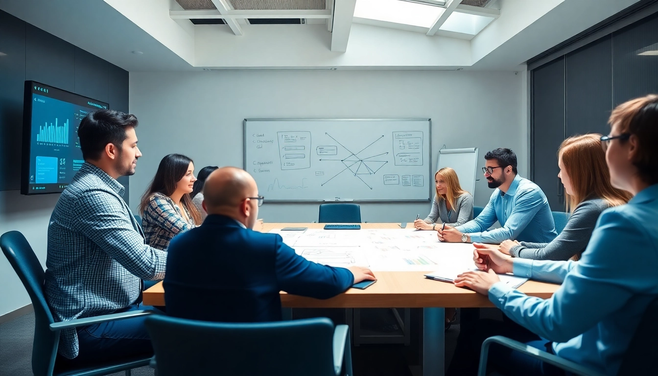 Engaged professionals collaborate on Strategy Capture Management in a bright, modern conference room.