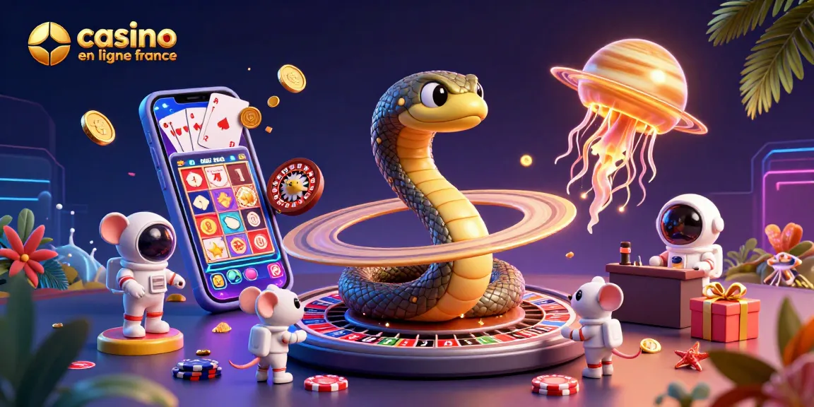 Placer des paris sur des rouleaux de la planète avec un serpent et des astronautes dans un casino en ligne France.