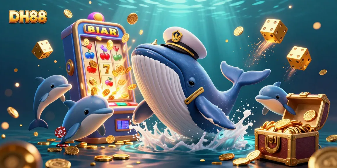 Experience thrilling wins with DH88's vibrant whale and dolphin casino illustration.