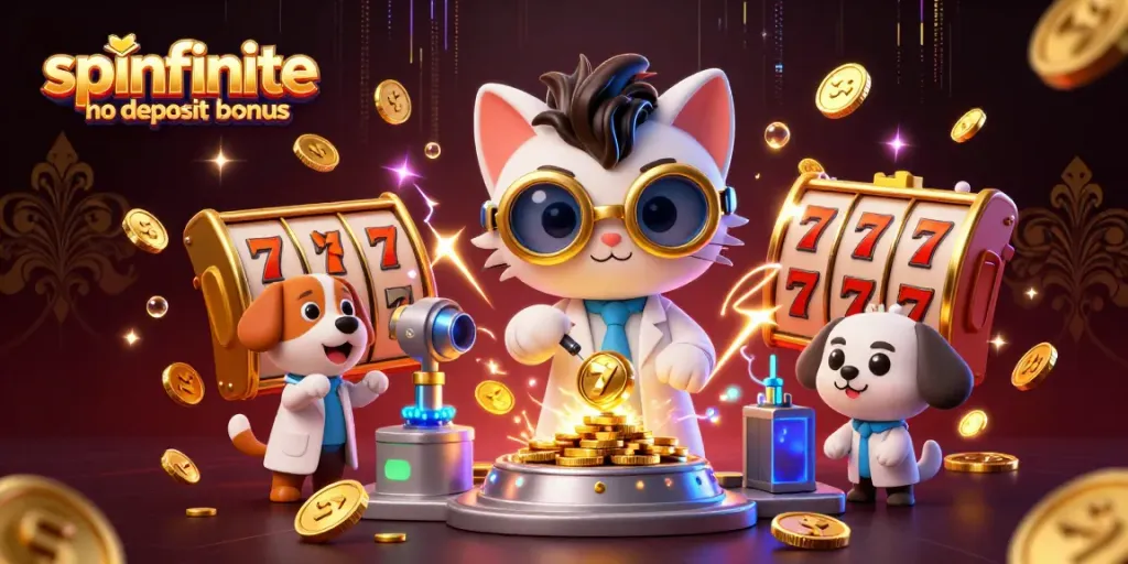 Experience the spinfinite no deposit bonus with exciting slot machines and gold coins in action.