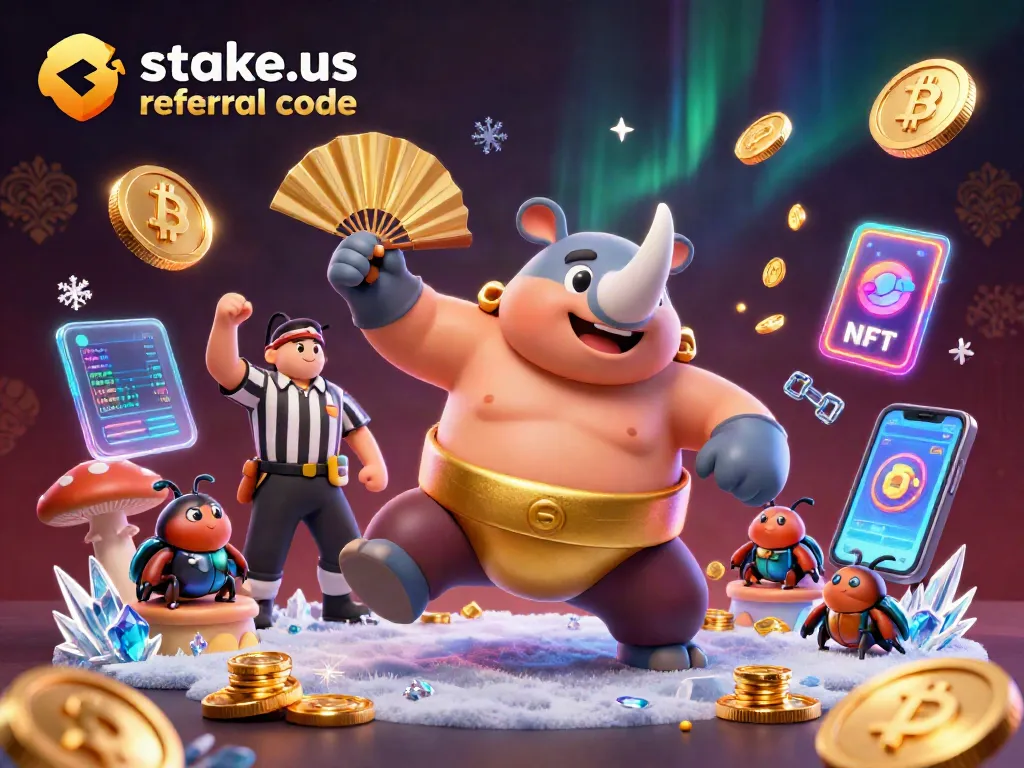 Engage in exciting action with stake.us referral code as a beetle champion sends coins flying in a vibrant casino scene.