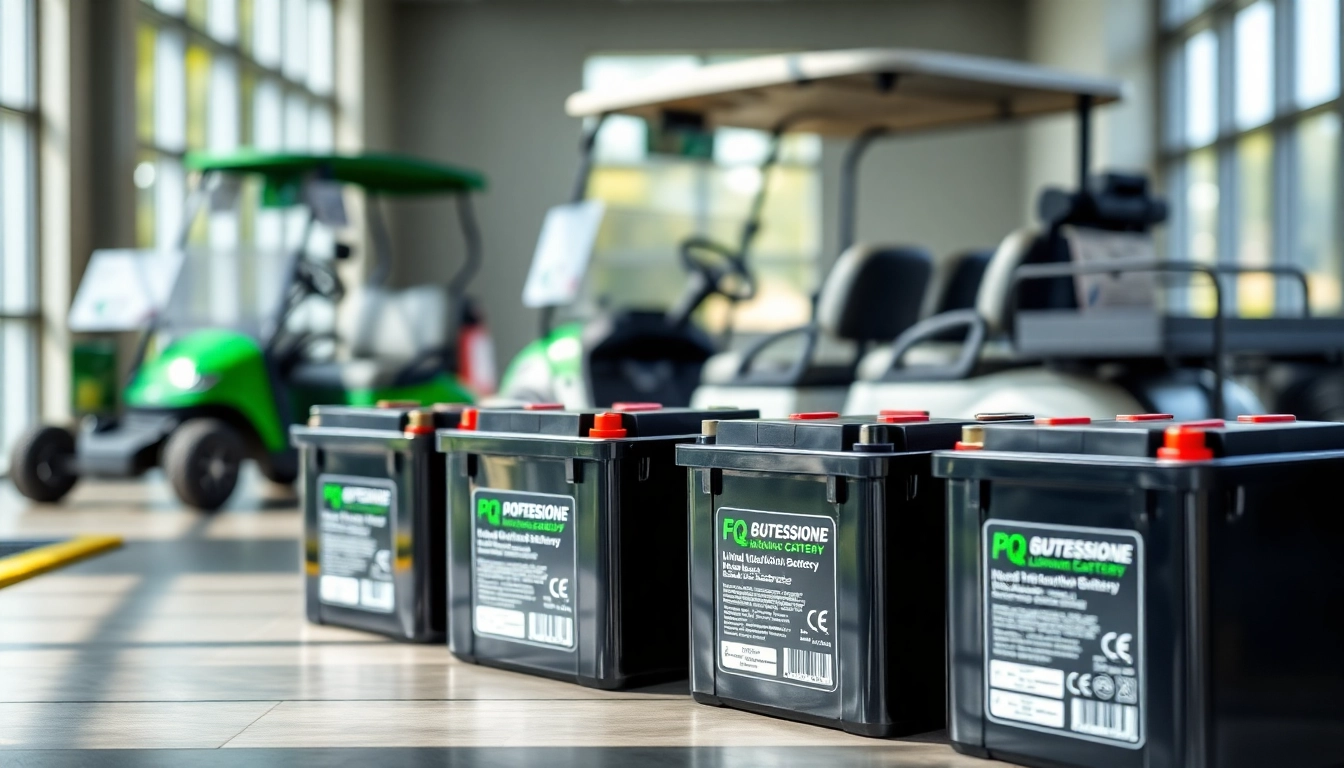 Explore top-quality lithium golf cart batteries designed for performance and longevity in a modern showroom.