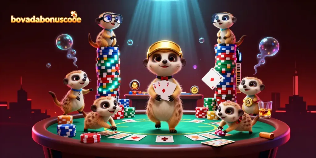 Engage with the latest bovadabonuscode through a dynamic casino scene by a colony of meerkats.