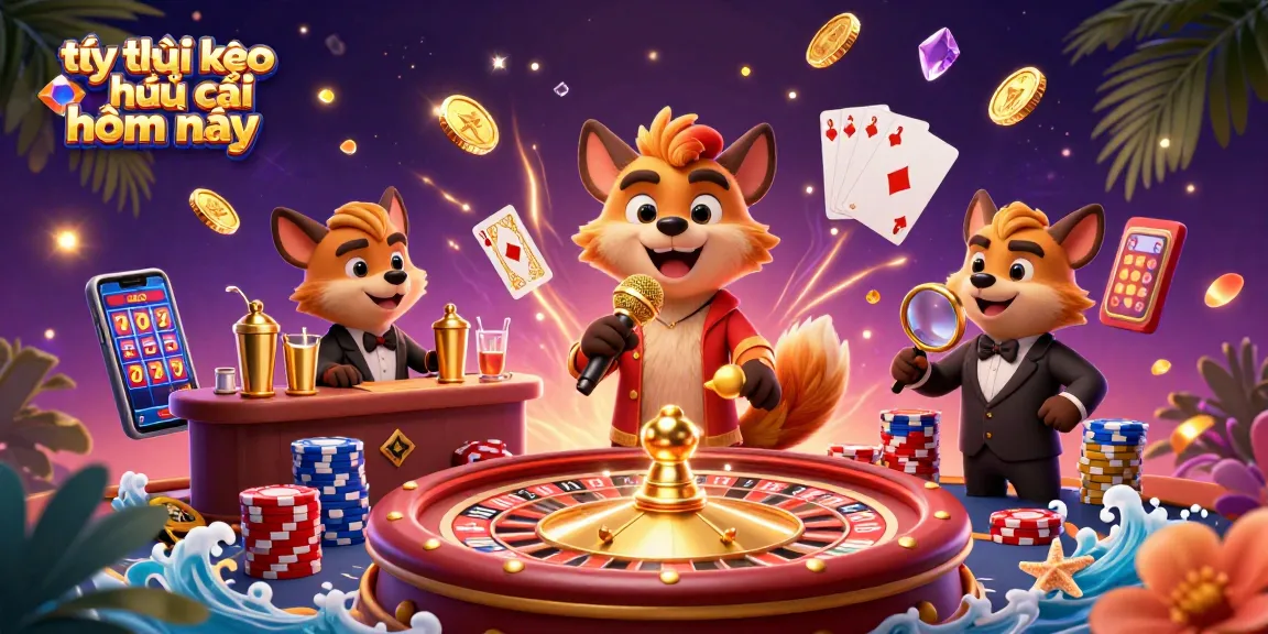 Experience thrilling tỷ lệ kèo nhà cái hôm nay in a dynamic casino scene with hyena characters and vibrant game elements.