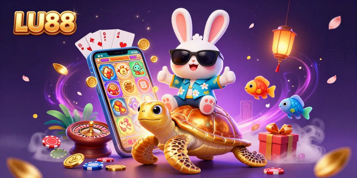 Engage in winning strategies with LU88 through vibrant casino-themed 3D illustration.