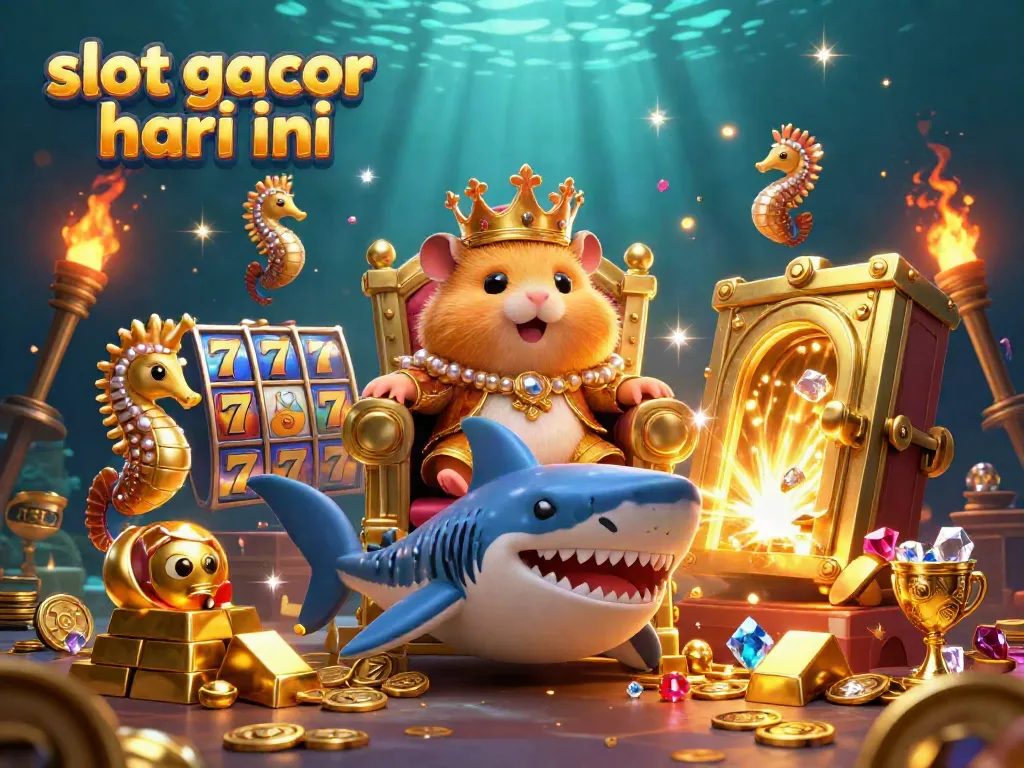 Engage with slot gacor hari ini featuring a golden hamster king in a dynamic casino scene.