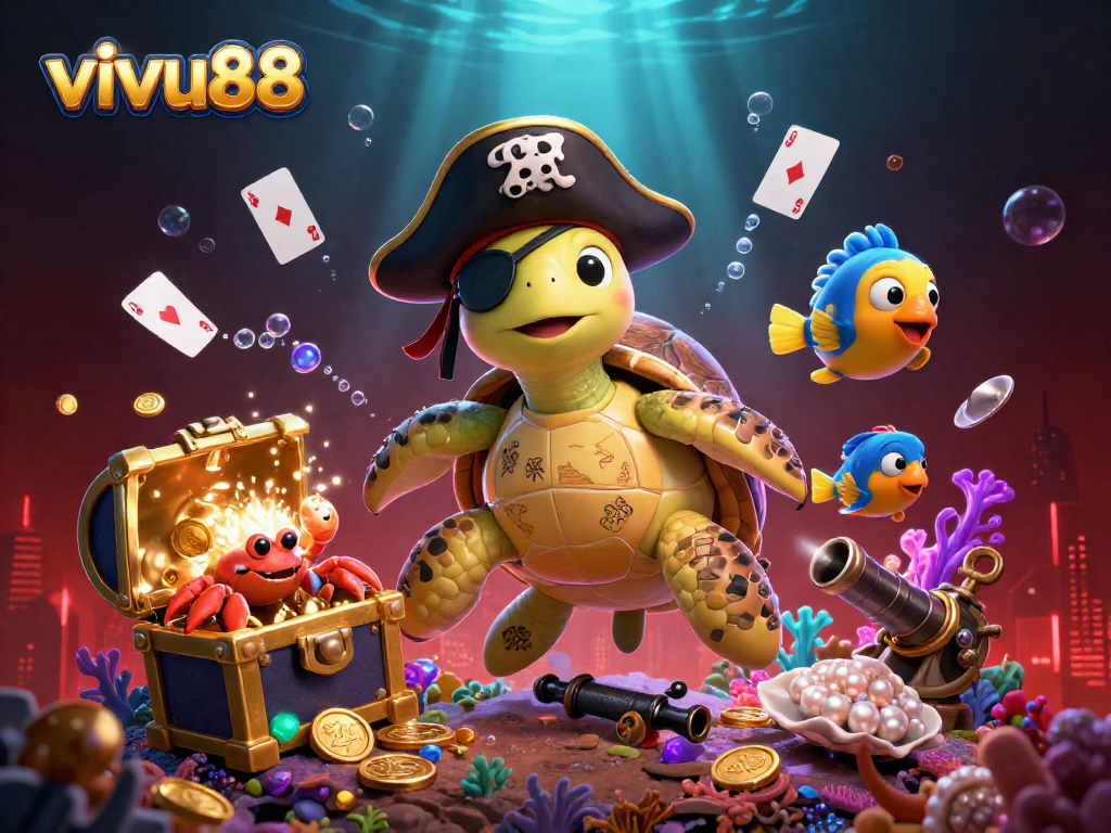 Experience thrilling adventures at vivu88 with a dynamic underwater casino scene featuring vibrant characters and treasures.
