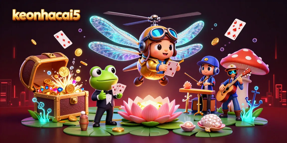 Experience the thrilling action of keonhacai5 with vibrant casino elements and lively characters.
