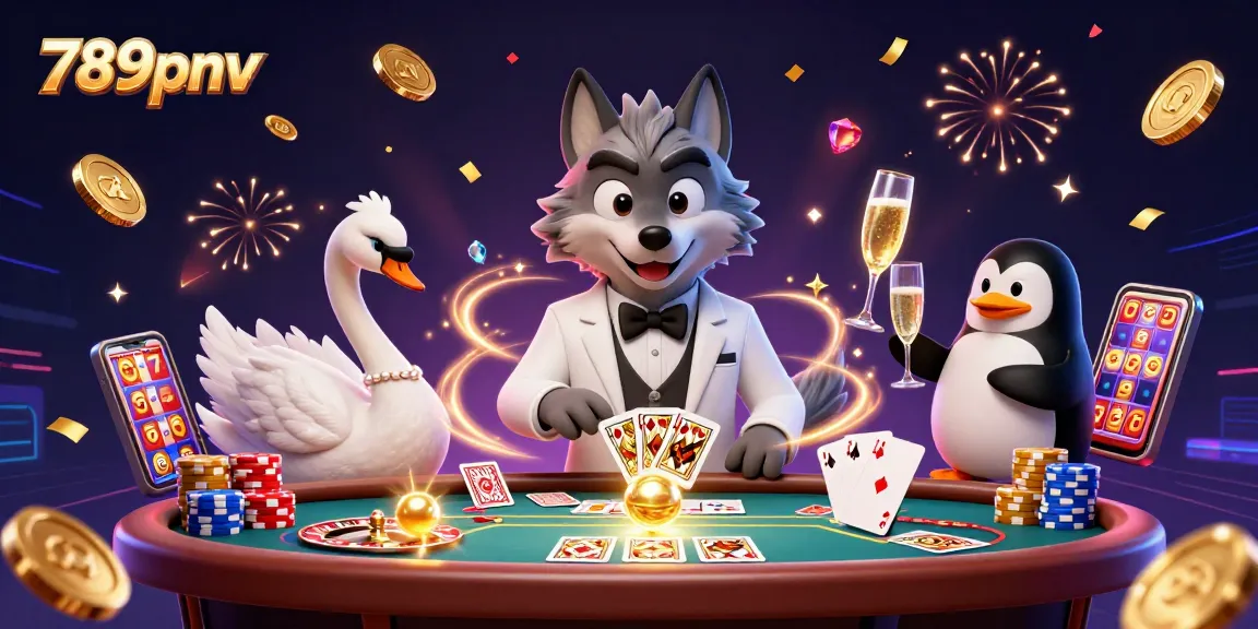 Experience thrilling gaming at 789pnv with dynamic characters and elements illustrating casino excitement.