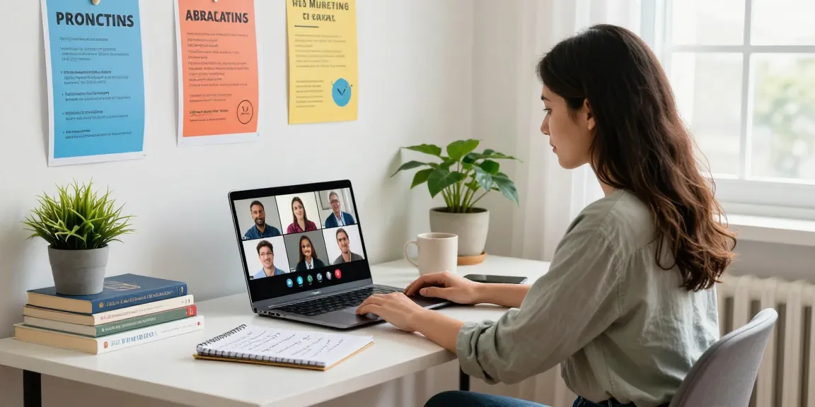 Dynamic online learning session with a young woman and the keyword 456bd reflecting modern education.