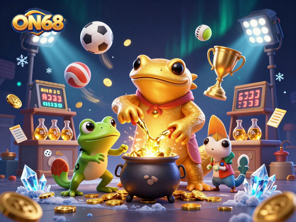 Experience thrilling gameplay with ON68 as a golden salamander creates wealth in a magical casino.