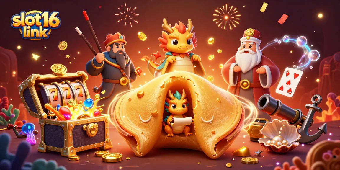 Experience the excitement of winning with the slot16 link in this vibrant casino-inspired scene full of treasures.