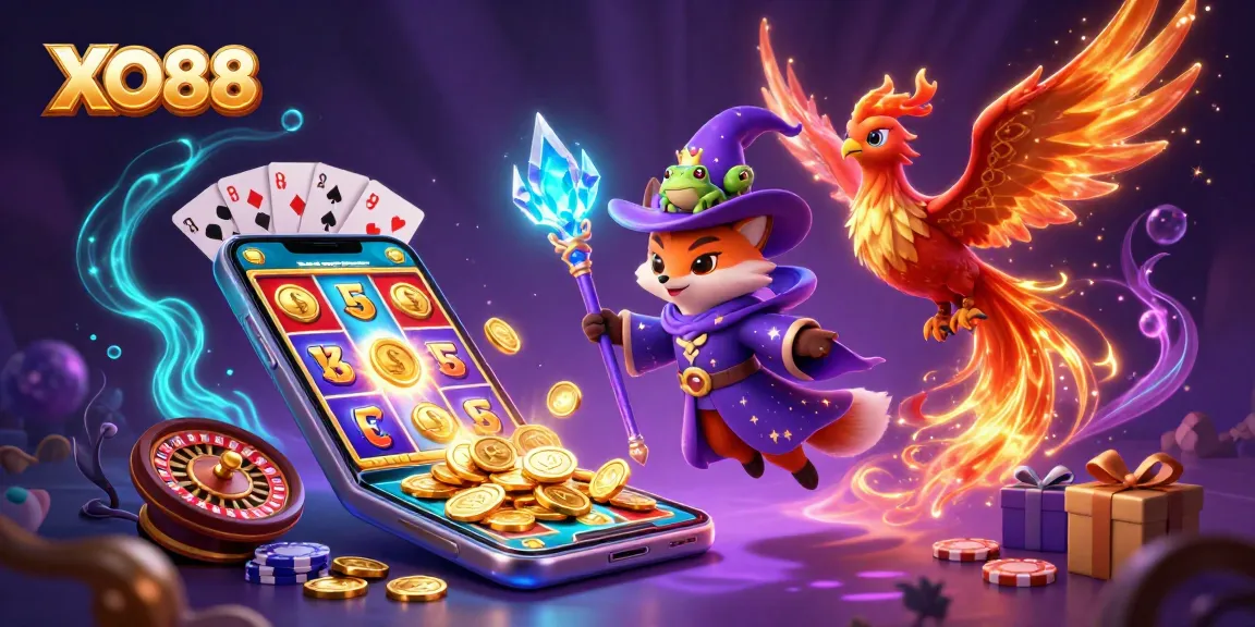 Play online slots and experience magic with the enchanting XO88 gaming scene full of vibrant graphics.