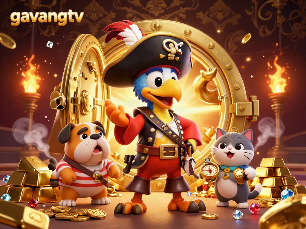 Experience vibrant gambling action with gavangtv's captivating 3D casino scene filled with gold and adventure.