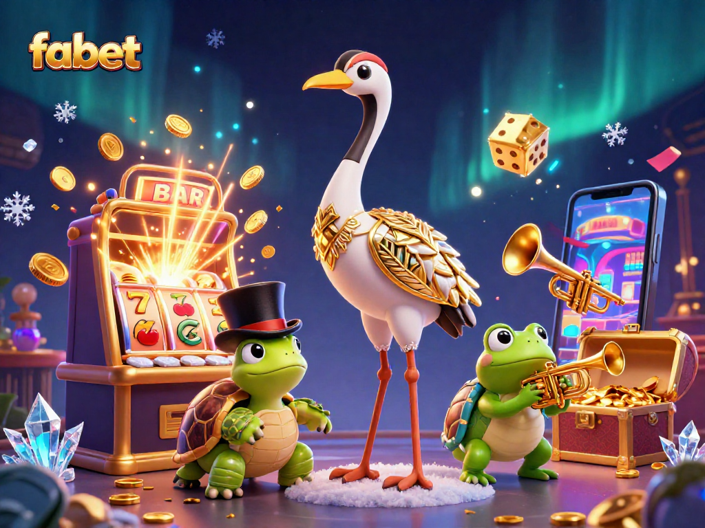 Experience the vibrant world of fabet with rich casino elements and characters in a dynamic 3D scene.