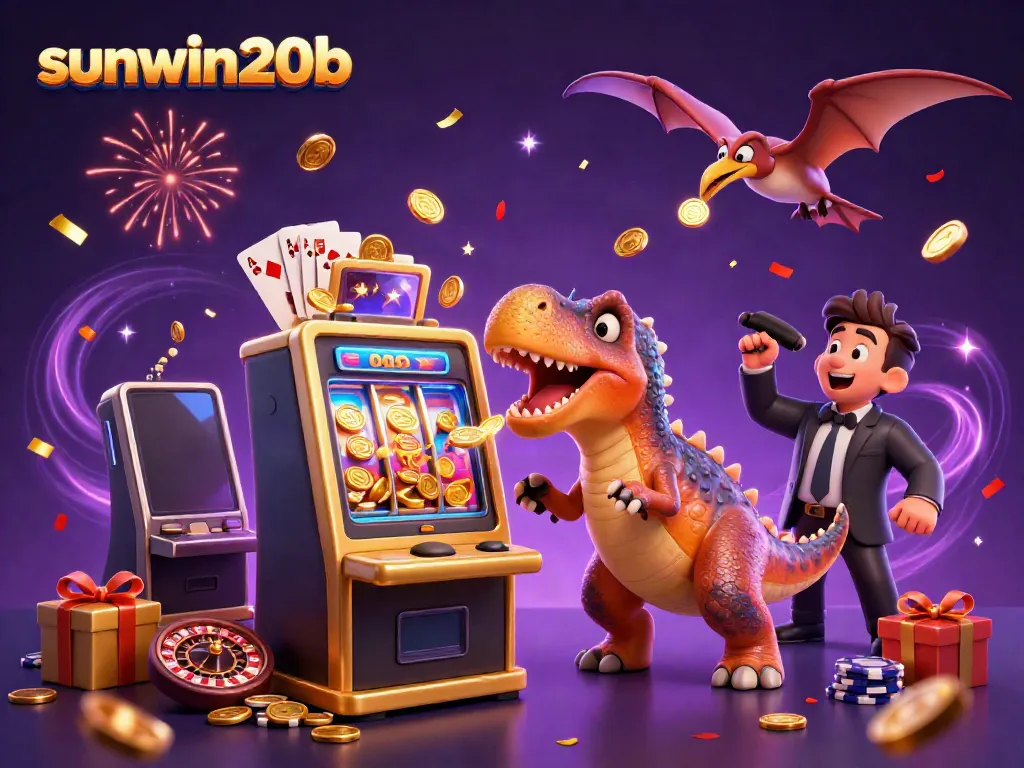 sunwin20b players enjoying a dynamic 3D casino scene with exciting visuals and slot machine action