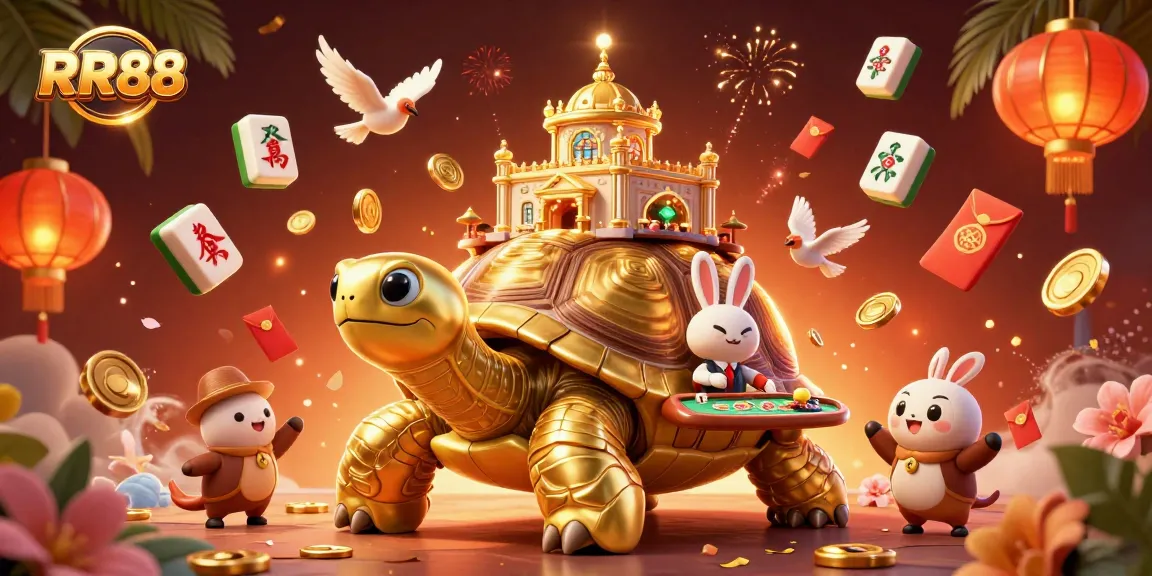 Experience thrilling moments at RR88 Casino with a vibrant 3D illustration showing lively characters and dynamic game elements.