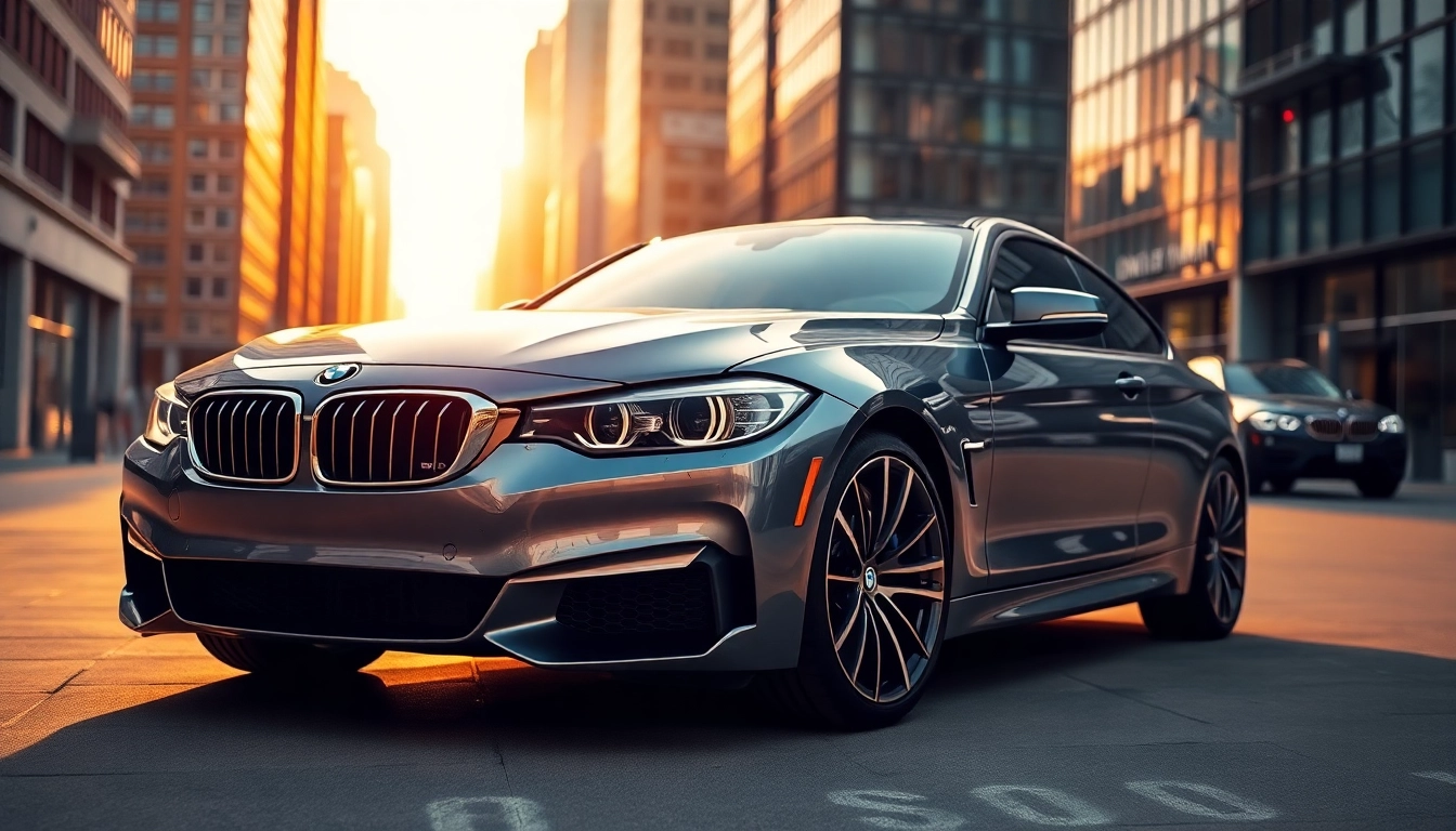 Luxury BMW car showcased in an upscale setting, highlighting its sleek design and elegance.
