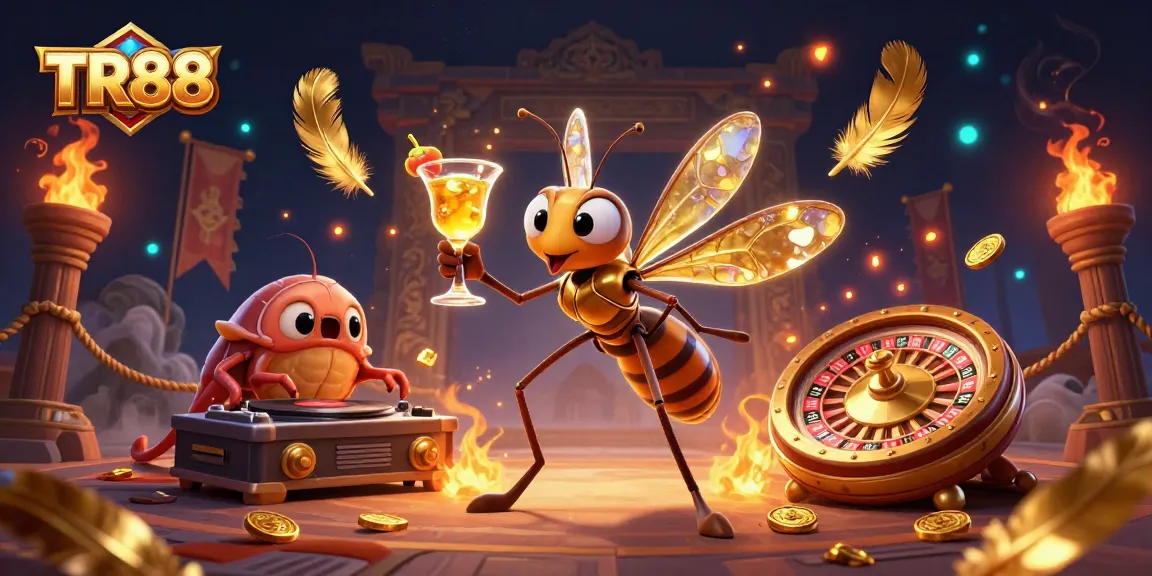 Win big at TR88 with dynamic gaming action featuring a casino mascot and roulette wheel.