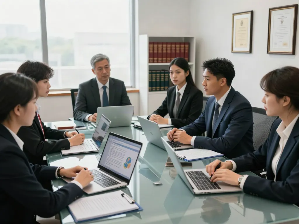 Lead Roedl legal team collaborating in a modern office meeting.