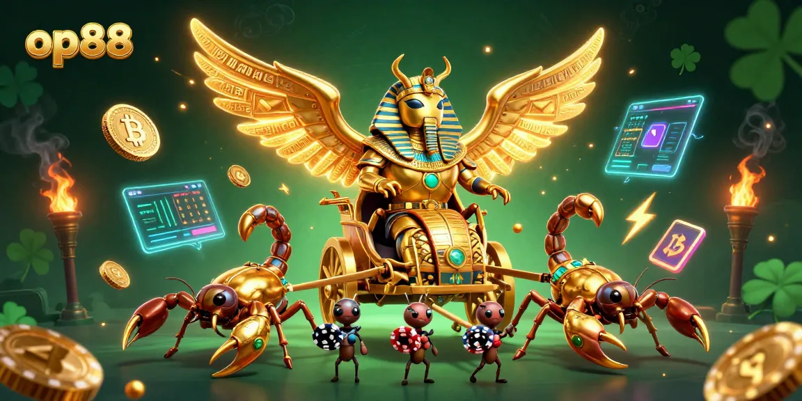Engage with op88's exciting casino action featuring a golden scarab beetle and dynamic game elements.