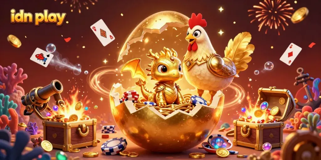 Engage with idn play as golden dragon reveals treasures amid golden-themed casino elements.