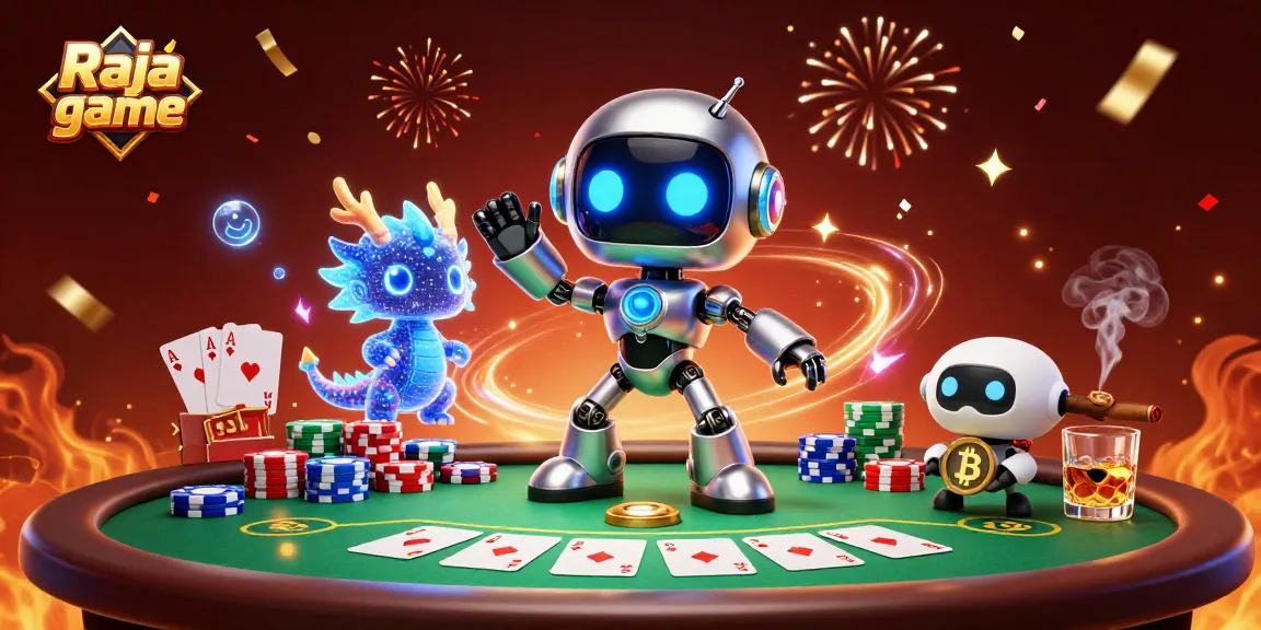 Play exciting games on Raja game with a vibrant 3D casino illustration.