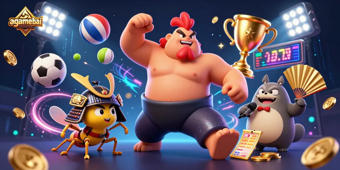 Engage with agamebai as powerful sumo-themed characters battle for victory amidst vibrant sports elements.