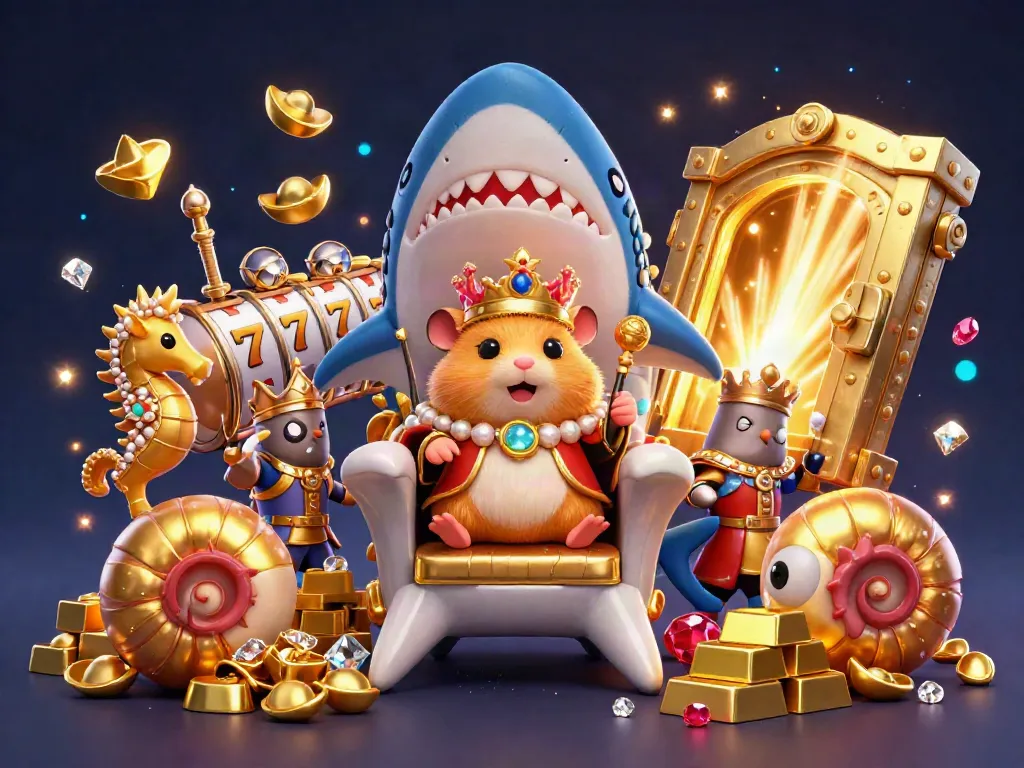 Slot777 judi slot yang menarik dengan raja hamster emas dan pemandangan berkilau.