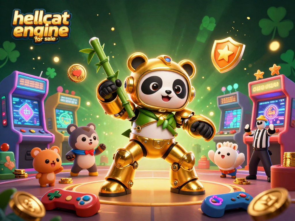 Engage in excitement with the hellcat engine for sale, showcasing a thrilling mech-suit battle within a vibrant casino atmosphere.