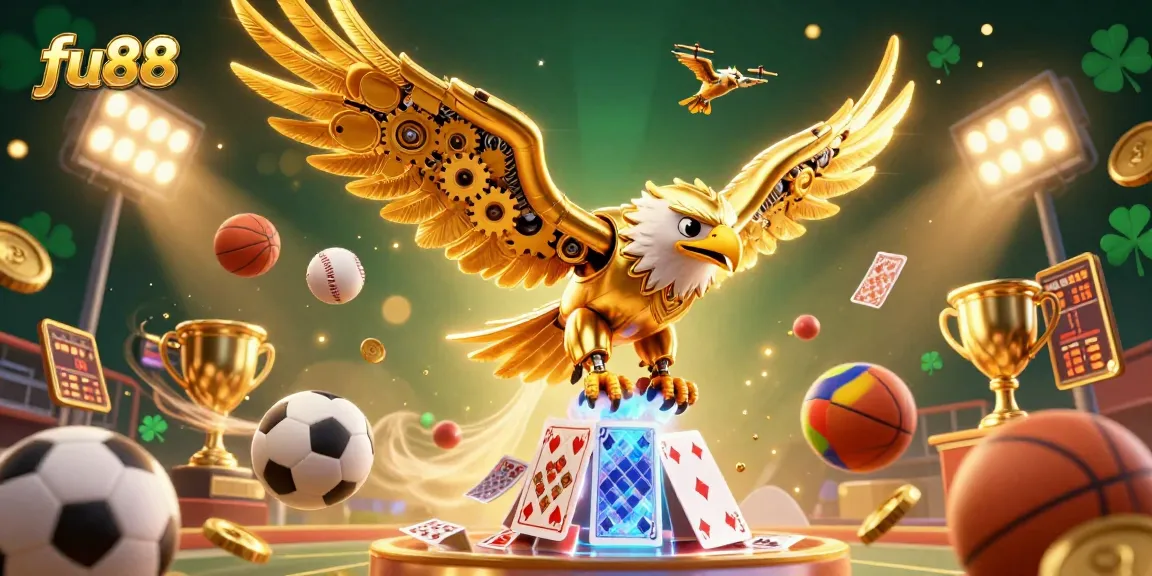 Experience thrilling gaming action at fu88 with vibrant, dynamic casino elements in a lively illustration.